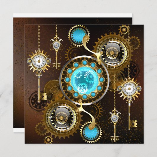 Steampunk Rusty Background met Turquoise Lenses Menu (Voorkant / Achterkant)