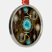 Steampunk Rusty Background met Turquoise Lenses Metalen Ornament (Rechts)