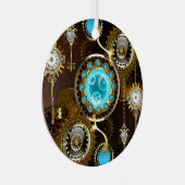Steampunk Rusty Background met Turquoise Lenses Metalen Ornament (Voorkant Rechts)