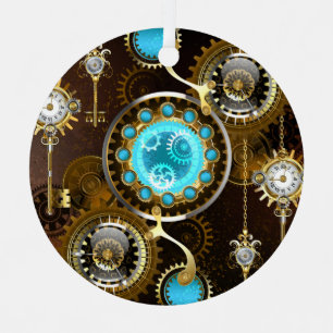 Steampunk Rusty Background met Turquoise Lenses Metalen Ornament
