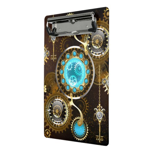 Steampunk Rusty Background met Turquoise Lenses Mini Klembord (Angled2)