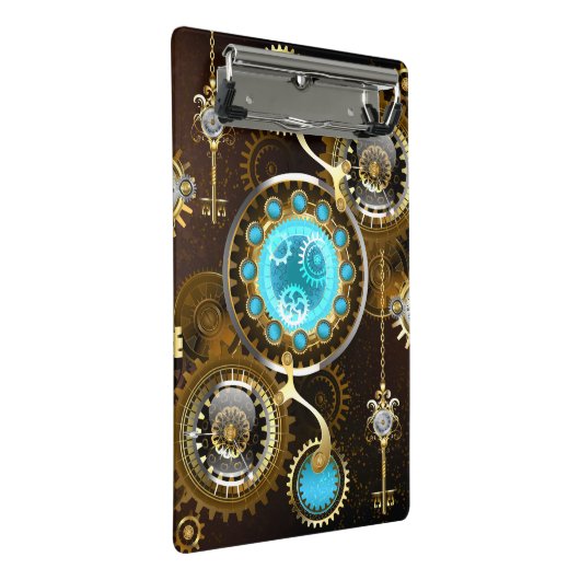 Steampunk Rusty Background met Turquoise Lenses Mini Klembord (Schuin)