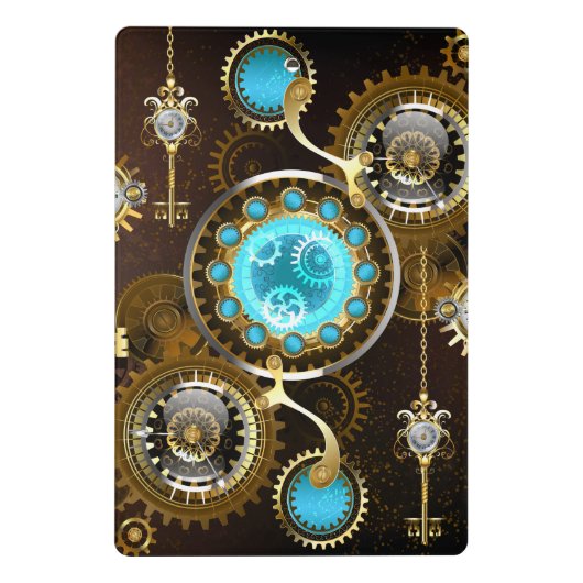Steampunk Rusty Background met Turquoise Lenses Mini Klembord (Achterkant)