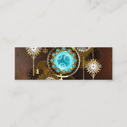 Steampunk Rusty Background met Turquoise Lenses Mini Visitekaartje (Voorkant)