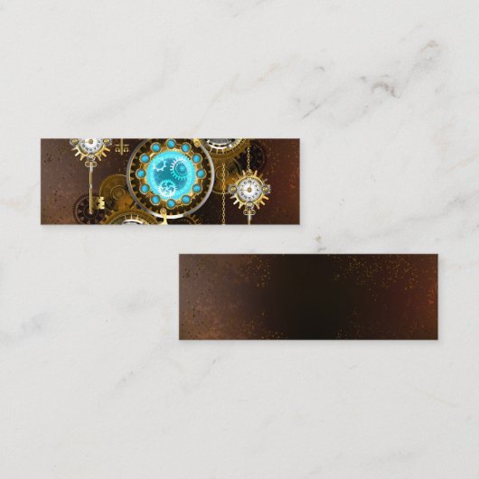 Steampunk Rusty Background met Turquoise Lenses Mini Visitekaartje (Voorkant / Achterkant)