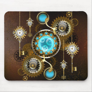 Steampunk Rusty Background met Turquoise Lenses Muismat