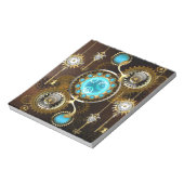 Steampunk Rusty Background met Turquoise Lenses Notitieblok (Linkerzijde)