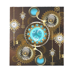 Steampunk Rusty Background met Turquoise Lenses Notitieblok