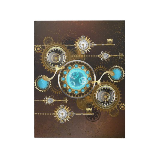 Steampunk Rusty Background met Turquoise Lenses Notitieblok (Linkerzijde)