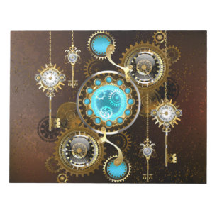Steampunk Rusty Background met Turquoise Lenses Notitieblok