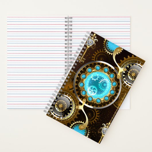 Steampunk Rusty Background met Turquoise Lenses Notitieboek (Binnen)