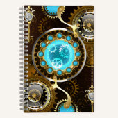 Steampunk Rusty Background met Turquoise Lenses Notitieboek (Voorkant)