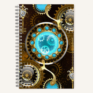 Steampunk Rusty Background met Turquoise Lenses Notitieboek