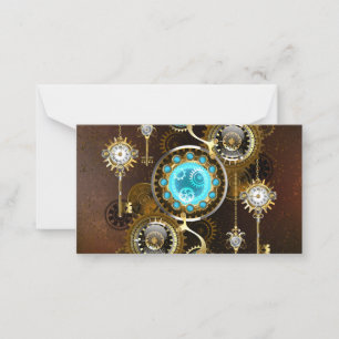 Steampunk Rusty Background met Turquoise Lenses Notitiekaartje