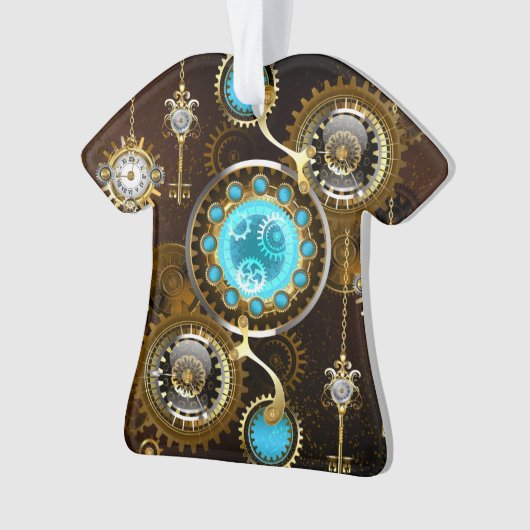 Steampunk Rusty Background met Turquoise Lenses Ornament (voorkant)
