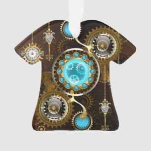 Steampunk Rusty Background met Turquoise Lenses Ornament