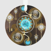 Steampunk Rusty Background met Turquoise Lenses Ornament (achterkant)