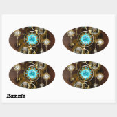 Steampunk Rusty Background met Turquoise Lenses Ovale Sticker (Vel)