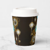 Steampunk Rusty Background met Turquoise Lenses Papieren Bekers (Links)