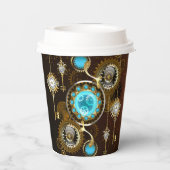 Steampunk Rusty Background met Turquoise Lenses Papieren Bekers (Achterkant)