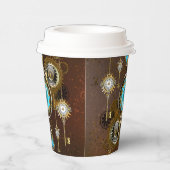 Steampunk Rusty Background met Turquoise Lenses Papieren Bekers (Rechts)