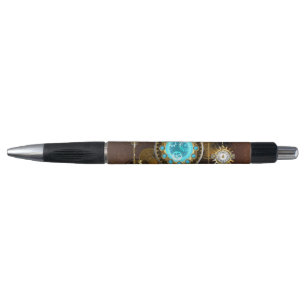 Steampunk Rusty Background met Turquoise Lenses Pen