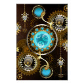 Steampunk Rusty Background met Turquoise Lenses Perfect Poster (Voorkant)