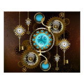 Steampunk Rusty Background met Turquoise Lenses Perfect Poster (Voorkant)