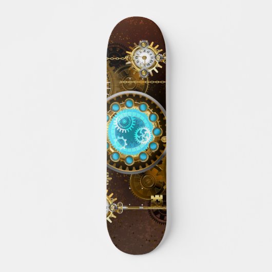 Steampunk Rusty Background met Turquoise Lenses Persoonlijk Skateboard (Voorkant)