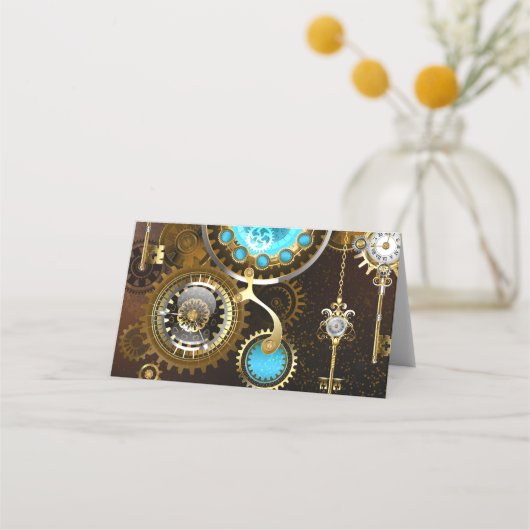 Steampunk Rusty Background met Turquoise Lenses Plaatskaartje (Voorkant)