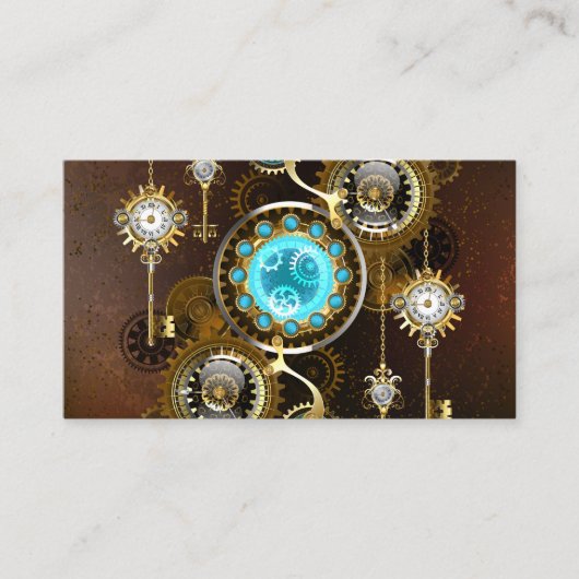 Steampunk Rusty Background met Turquoise Lenses Plaatskaartje (Voorkant)