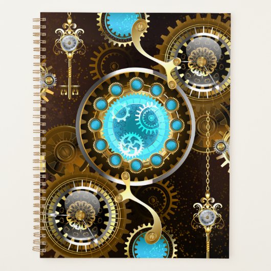 Steampunk Rusty Background met Turquoise Lenses Planner (Voorkant)