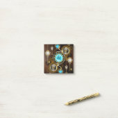 Steampunk Rusty Background met Turquoise Lenses Post-it® Notes (Op bureau)