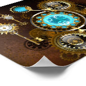 Steampunk Rusty Background met Turquoise Lenses Poster (Hoek)