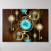 Steampunk Rusty Background met Turquoise Lenses Poster (Voorkant)