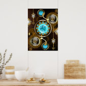 Steampunk Rusty Background met Turquoise Lenses Poster (Keuken)