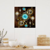 Steampunk Rusty Background met Turquoise Lenses Poster (Keuken)