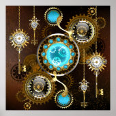 Steampunk Rusty Background met Turquoise Lenses Poster (Voorkant)
