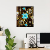 Steampunk Rusty Background met Turquoise Lenses Poster (Thuiskantoor)