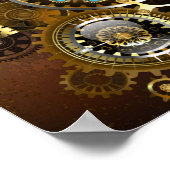 Steampunk Rusty Background met Turquoise Lenses Poster (Hoek)