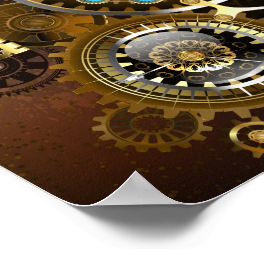 Steampunk Rusty Background met Turquoise Lenses Poster (Hoek)