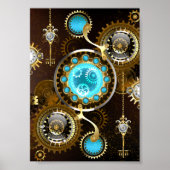 Steampunk Rusty Background met Turquoise Lenses Poster (Voorkant)