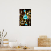 Steampunk Rusty Background met Turquoise Lenses Poster (Keuken)