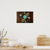 Steampunk Rusty Background met Turquoise Lenses Poster (Keuken)