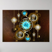 Steampunk Rusty Background met Turquoise Lenses Poster (Voorkant)