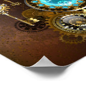 Steampunk Rusty Background met Turquoise Lenses Poster (Hoek)