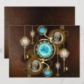 Steampunk Rusty Background met Turquoise Lenses Programmakaart (Voorkant / Achterkant)
