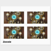 Steampunk Rusty Background met Turquoise Lenses Rechthoekige Sticker (Vel)