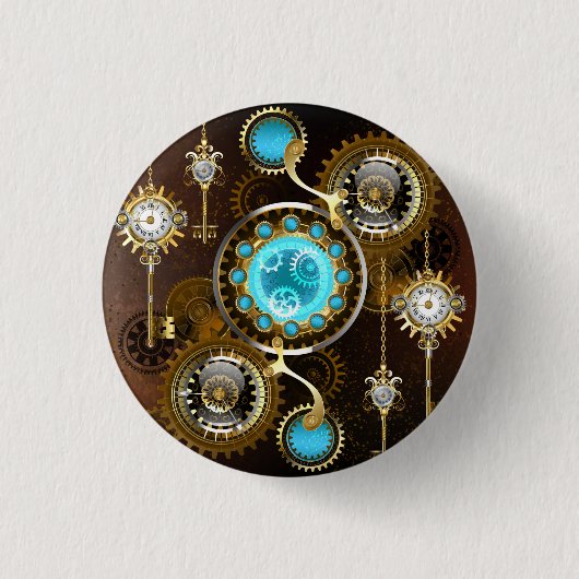 Steampunk Rusty Background met Turquoise Lenses Ronde Button 3,2 Cm (Voorkant)