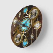 Steampunk Rusty Background met Turquoise Lenses Ronde Klok (Hoek)